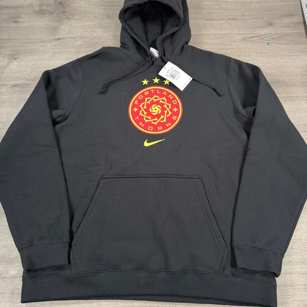 Nike Portland Thorns FC Hoodie Mens XL Black Club Fleece Pullover READ